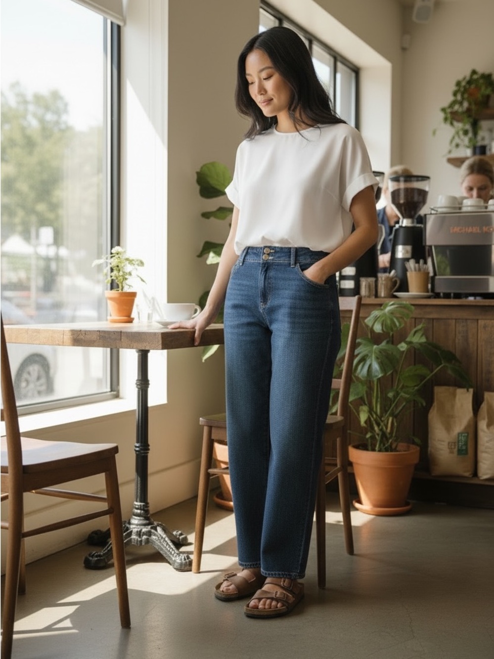 Michael Kors Mid-Rise Straight Leg Dark Blue Jeans
